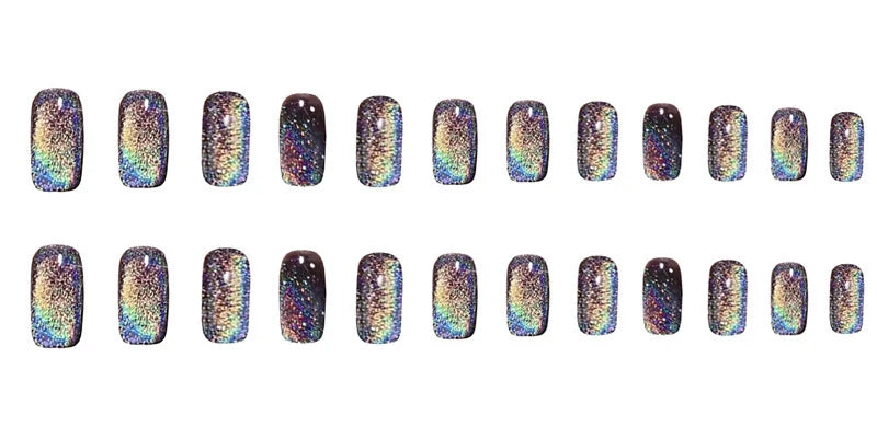 Pure Hand Manicure Black Long Laser Cross-border Rainbow CAT'S Eye False Nail Phototherapy Hand Wear Nail