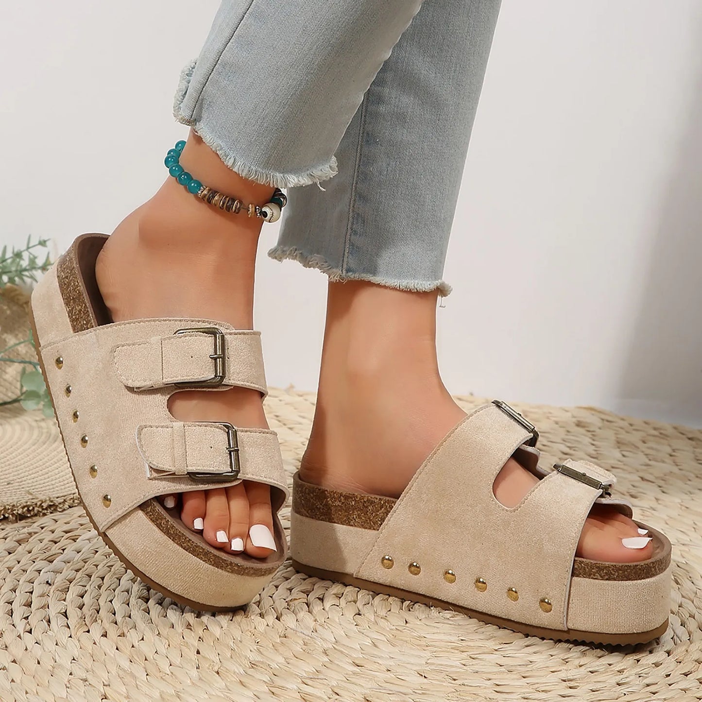 Sandals Women Wedge Sandals Open Toe Slingback Sandals Vacation Bohemian Diamond Sandals for Women Suggest taking a larger size