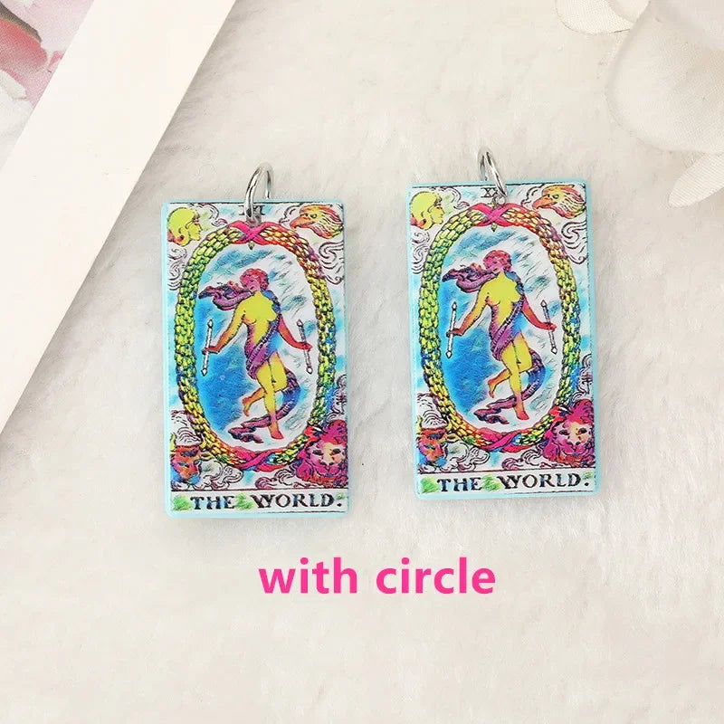 8Pcs /Lot Tarot Card Charms Creative Acrylic Sun Moon And Lovers Jewelry For Necklace Keychain Diy