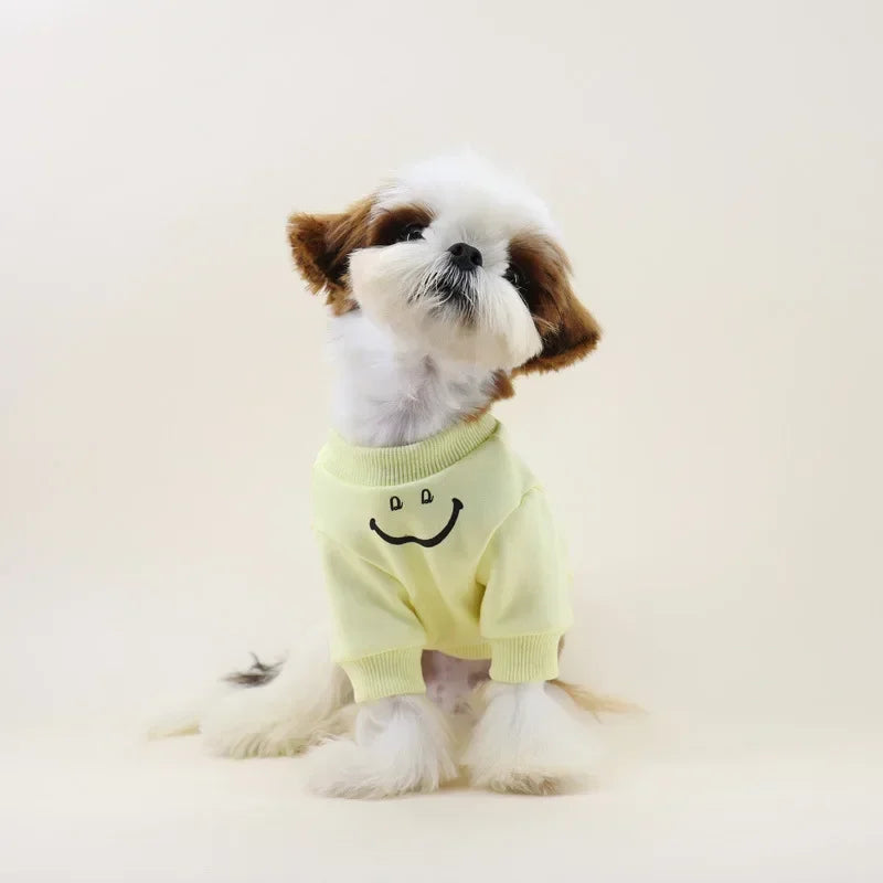 Pet Dog Clothes for Small Dogs Smile Face Coat for Yorkies Chihuahua Jacket Sweatshirt for French Bulldog Pet Puppy Clothing