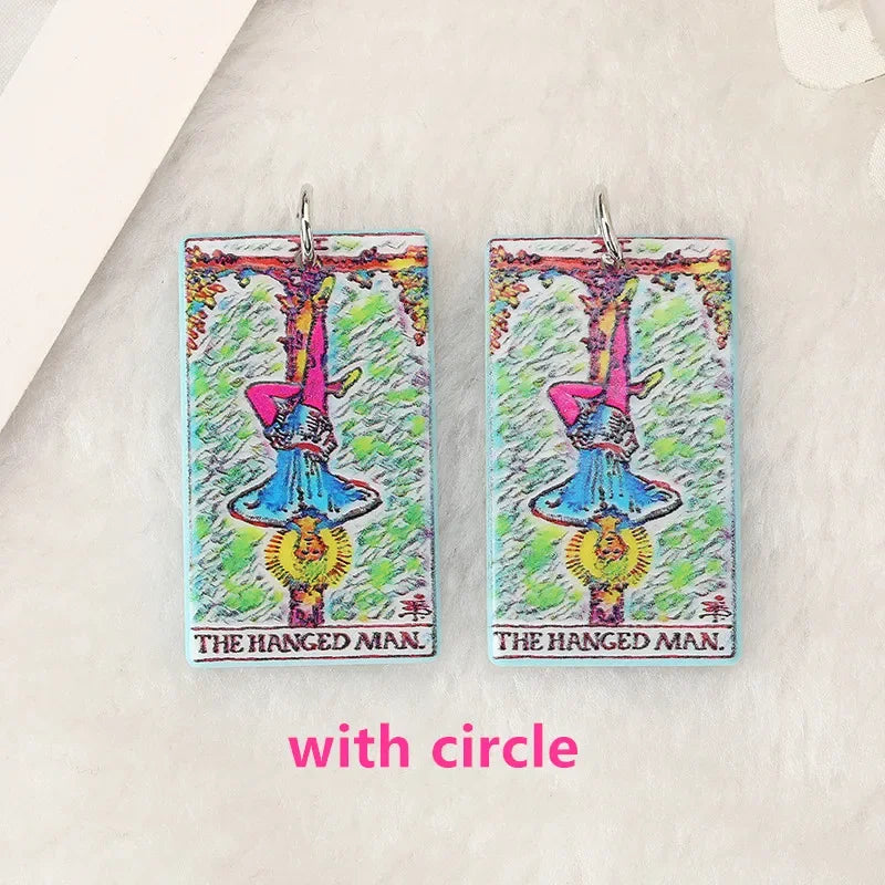 8Pcs /Lot Tarot Card Charms Creative Acrylic Sun Moon And Lovers Jewelry For Necklace Keychain Diy