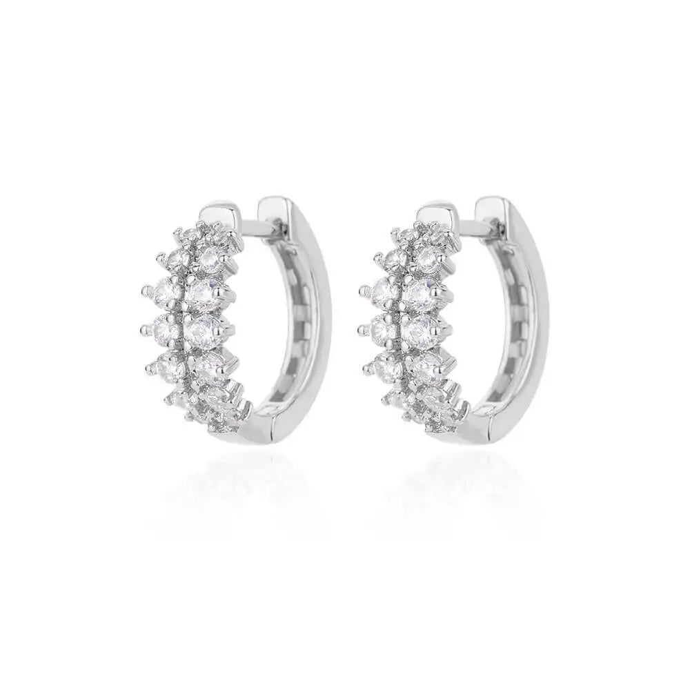 Zircon Round Hoop Earrings for Women Stainless Steel Round Circle Heart Evil Blue Earring Female Fashion Party Jewelry Gift BFF