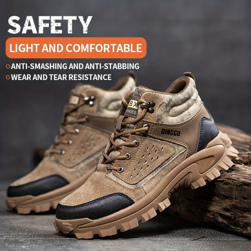 Steel Toe Work Shoes - Ultra-Protective, Piercing-Resistant, Puncture-Proof, and Anti-Skid with Advanced Breathability and Lightweight Design - Mens High-Top Safety Shoes for Heavy-Duty Work Environments