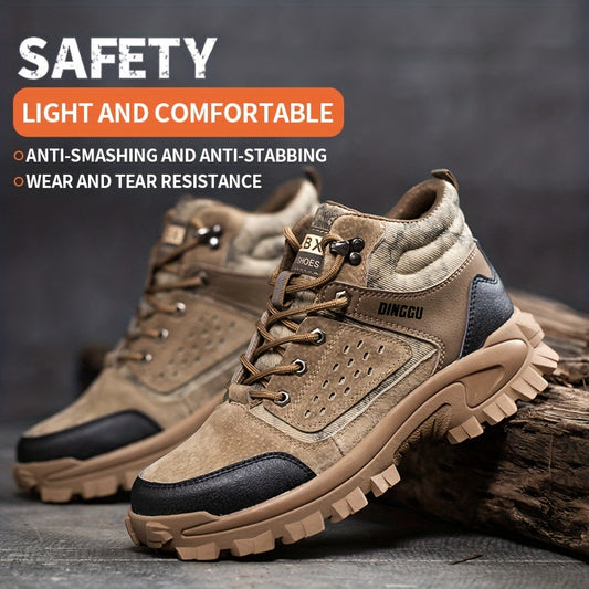 Steel Toe Work Shoes - Ultra-Protective, Piercing-Resistant, Puncture-Proof, and Anti-Skid with Advanced Breathability and Lightweight Design - Mens High-Top Safety Shoes for Heavy-Duty Work Environments