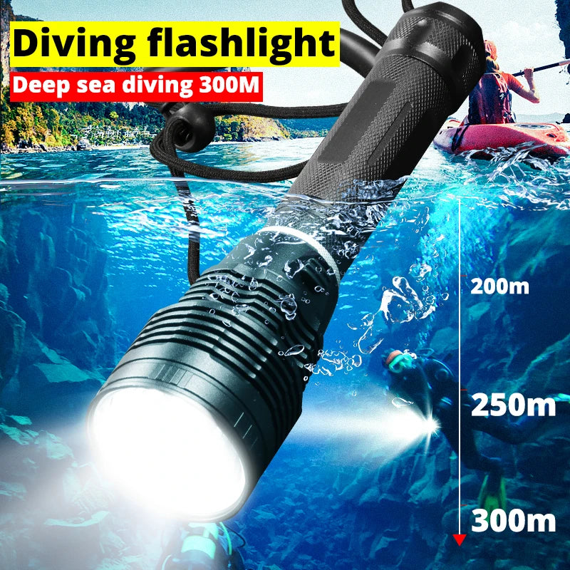 XHP70.2 Diving Flashight 26650 IPX8 Waterproof Scuba Divi Lamp Lanterna Amphibious Powerful Aluminum Torch Underwater for Diver