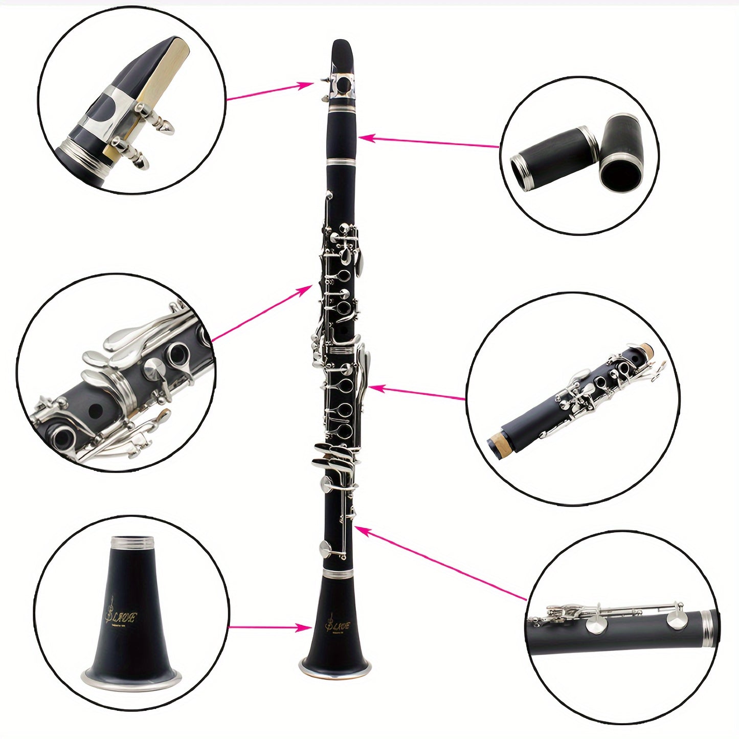 SLADE Reed Clarinet B Flat ABS Tube 17 Keys Ring 6 Keys Dark Blue (SLADE Reed Cloth Box + Standard)
