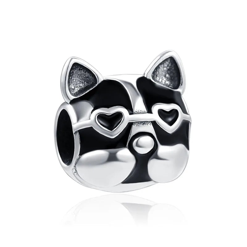 New 925 Sterling Silver Cute Pet Dog Husky Shiba inu dog Paw baby DIY Bead Fit Original Pendant Charm Bracelet Lady Jewelry Gift