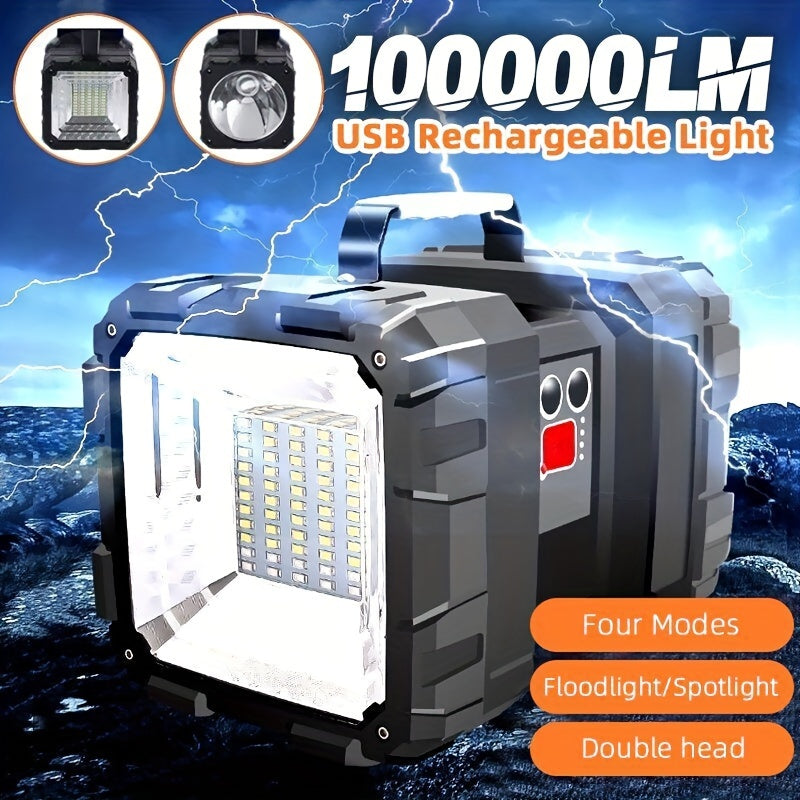 1PC USB Rechargeable Handheld Flashlight for Camping Mutilfunctional Portable Searchlight with P70 LED +55 SMD Lamp Beads, 7 Light Modes, USB Port Output