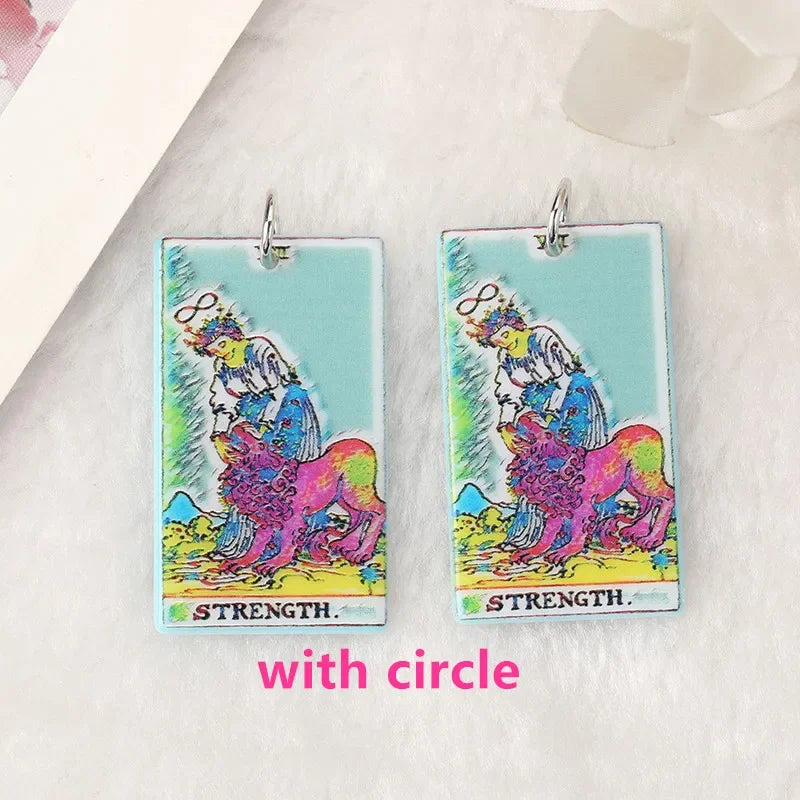 8Pcs /Lot Tarot Card Charms Creative Acrylic Sun Moon And Lovers Jewelry For Necklace Keychain Diy