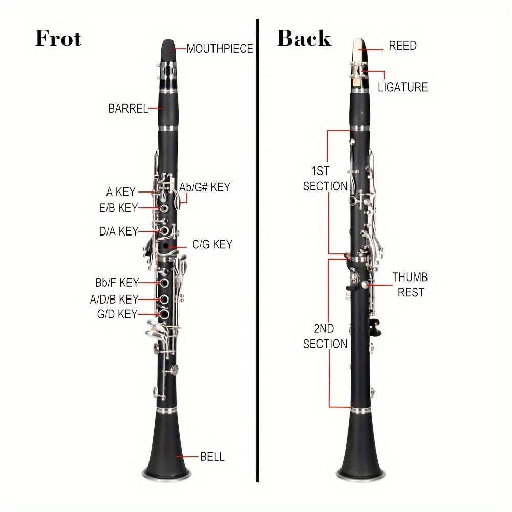 17 keys in B flat hardwood, black S101 flute