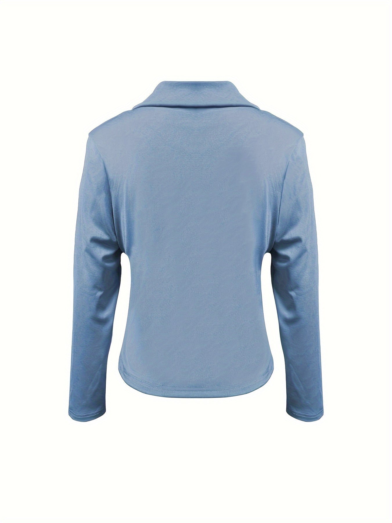 Open Front Solid Blazer, Casual Long Sleeve Simple Outerwear With Buttons, Women's Clothing