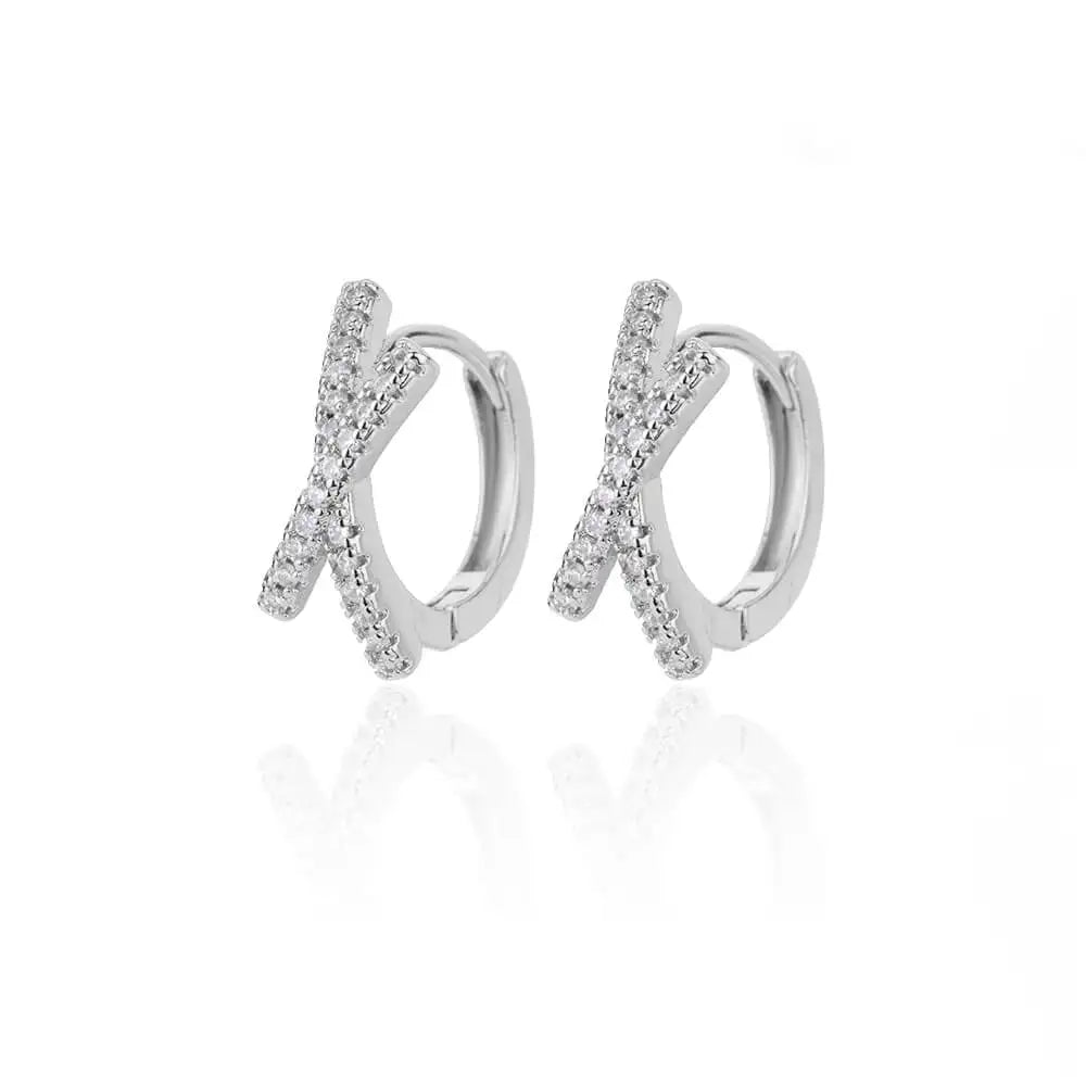 Zircon Round Hoop Earrings for Women Stainless Steel Round Circle Heart Evil Blue Earring Female Fashion Party Jewelry Gift BFF
