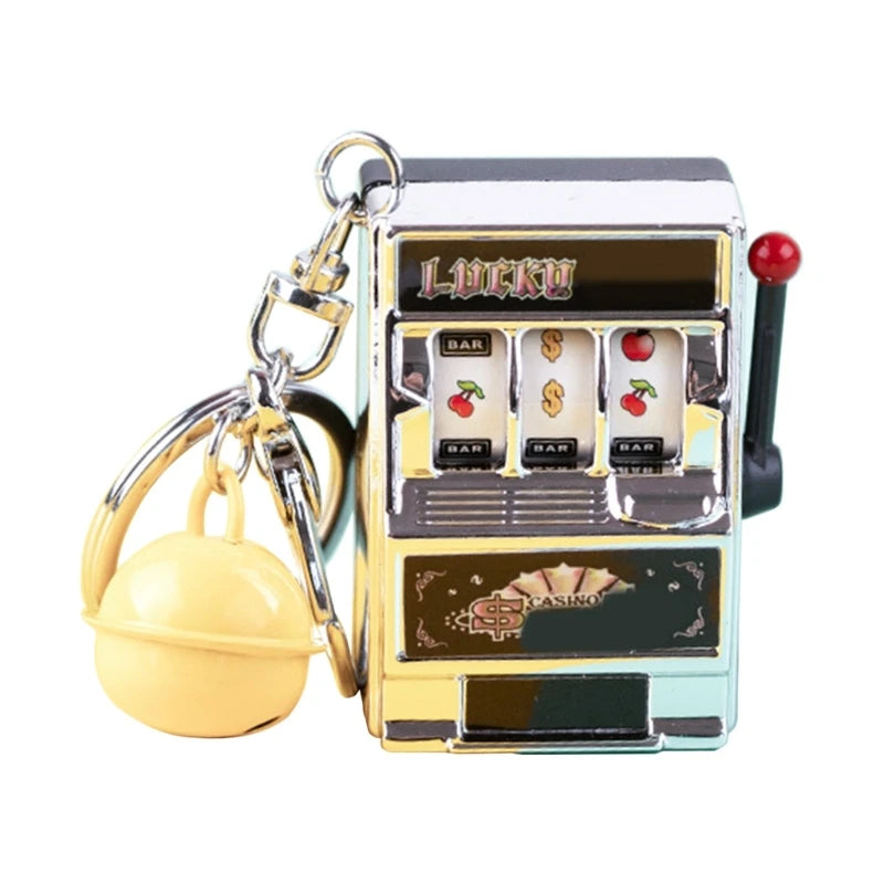 Fruit Slot Machine Keychain Lucky Charm Jackpot Keychains Mini Casino Pendant Bag Charm Novelty Gifts for Kids Adults