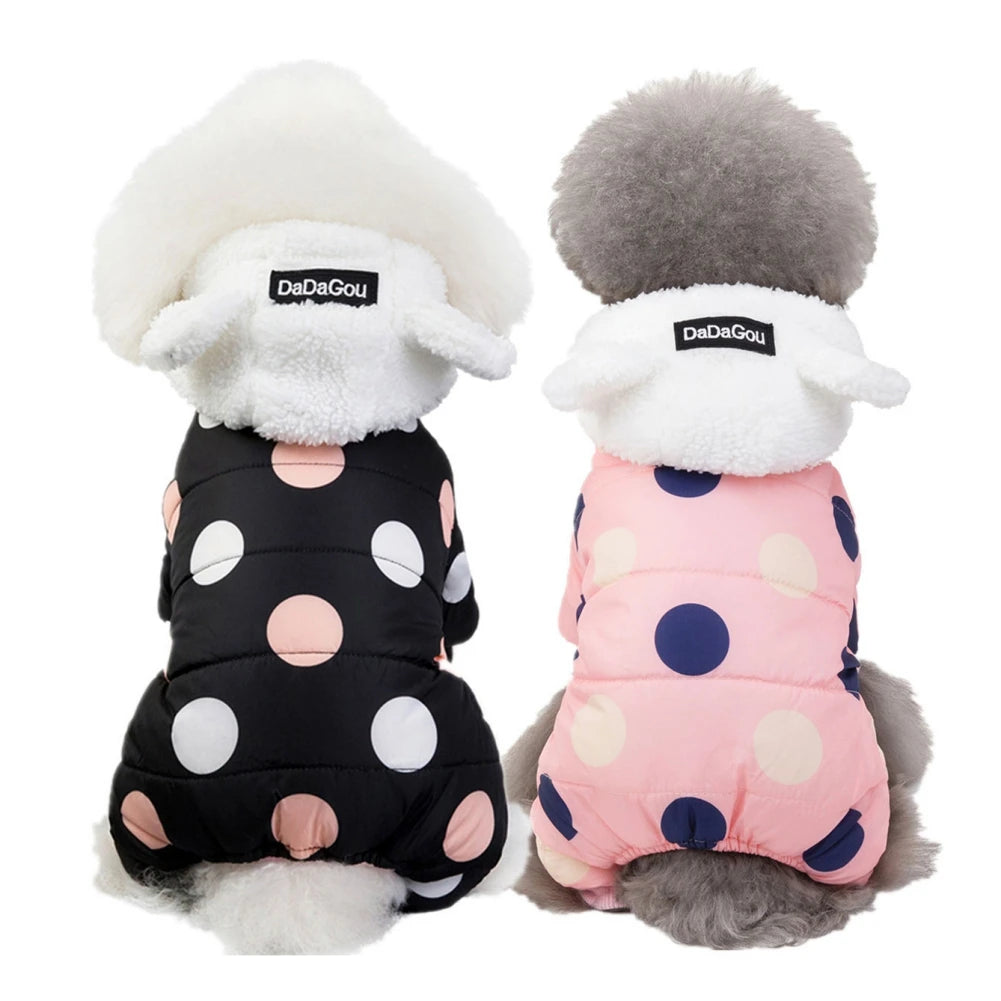 Winter Pet Hoodies Sweatshirt Cotton Clothes Dot Coat Super Warm Jumpsuit For Puppy Small Dogs Chihuahua Doggie Jacket Jumpsuit