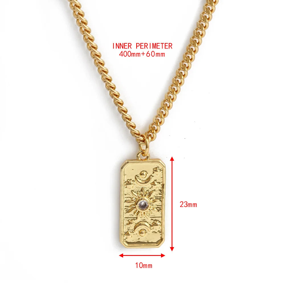 Wish Card Tarot Enamel Pendant Necklace Star Moon Rose Charm Necklace For Women Fashion Jewelry Party Gift Gold Color Necklace