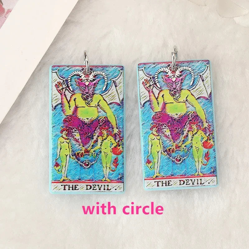 8Pcs /Lot Tarot Card Charms Creative Acrylic Sun Moon And Lovers Jewelry For Necklace Keychain Diy