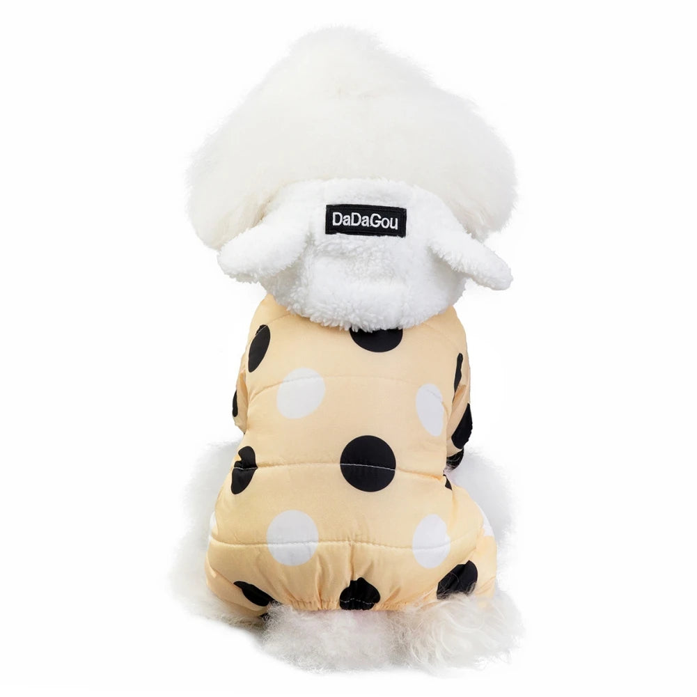 Winter Pet Hoodies Sweatshirt Cotton Clothes Dot Coat Super Warm Jumpsuit For Puppy Small Dogs Chihuahua Doggie Jacket Jumpsuit