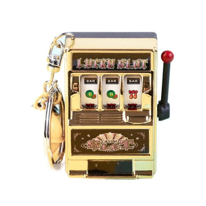 Fruit Slot Machine Keychain Lucky Charm Jackpot Keychains Mini Casino Pendant Bag Charm Novelty Gifts for Kids Adults