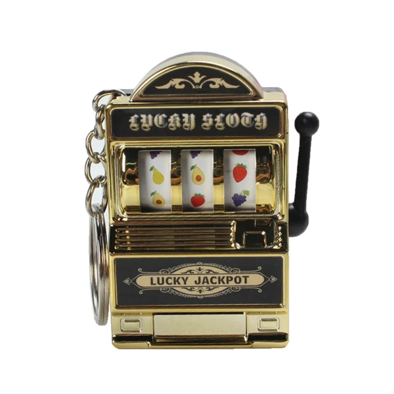 Fruit Slot Machine Keychain Lucky Charm Jackpot Keychains Mini Casino Pendant Bag Charm Novelty Gifts for Kids Adults