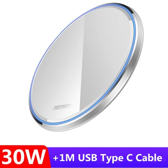 30W Wireless Charger Induction Dock Station Fast Charging Pad For iPhone 14 13 12 11 XS XR X 8 Airpods 3 Pro 2 Samsung S22 S21