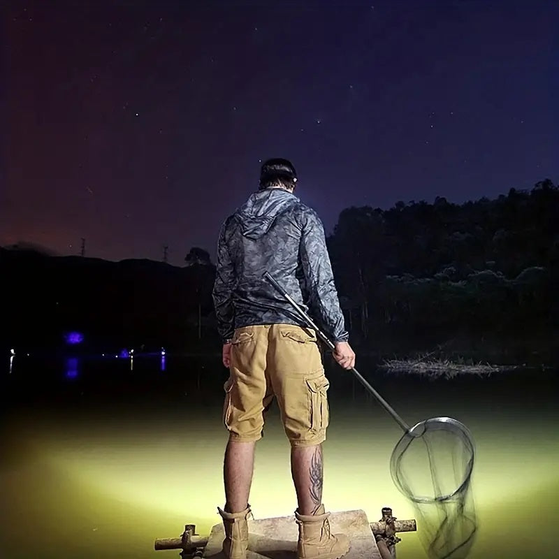1pc 5 LED Headlamp, Rechargeable with Built in 18650 Battery Strong Light Headlight, Camping Adventure Fishing Head Light Flashlight