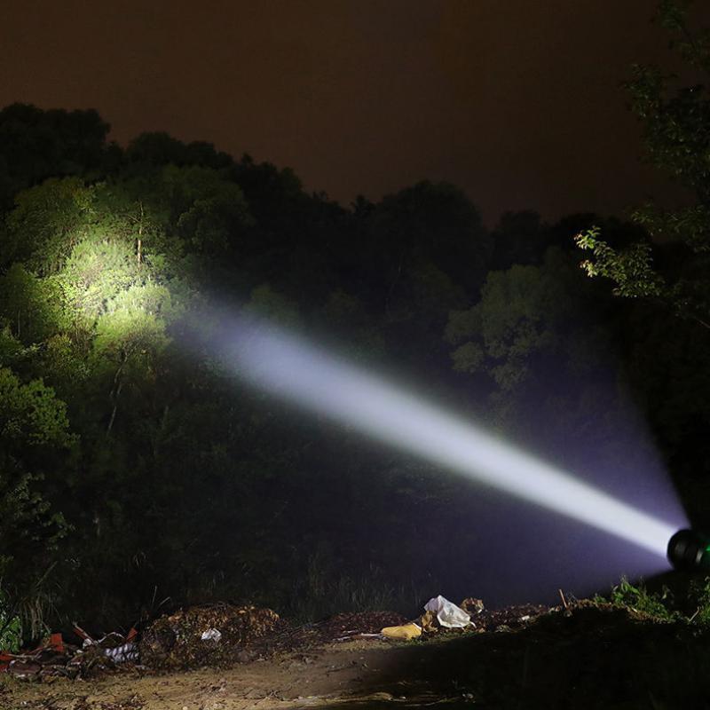 Handheld Strong Light Flashlight USB Rechargeable LED Flashlights with Two Types of Light, Super Bright Long Range Flashlight with 4 Modes, Large Searchlight for Fishing, Hiking and Camping