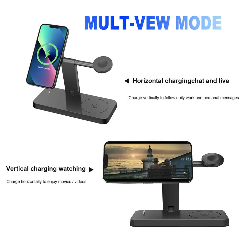 35W Magnetic Wireless Charger Stand Dock For iPhone 15 14 13 Pro Max Mini Apple iWatch 9 8 7 Airpods 3 PD Fast Charging Station