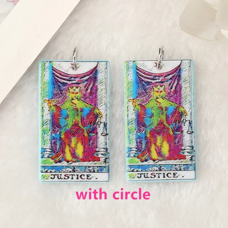 8Pcs /Lot Tarot Card Charms Creative Acrylic Sun Moon And Lovers Jewelry For Necklace Keychain Diy