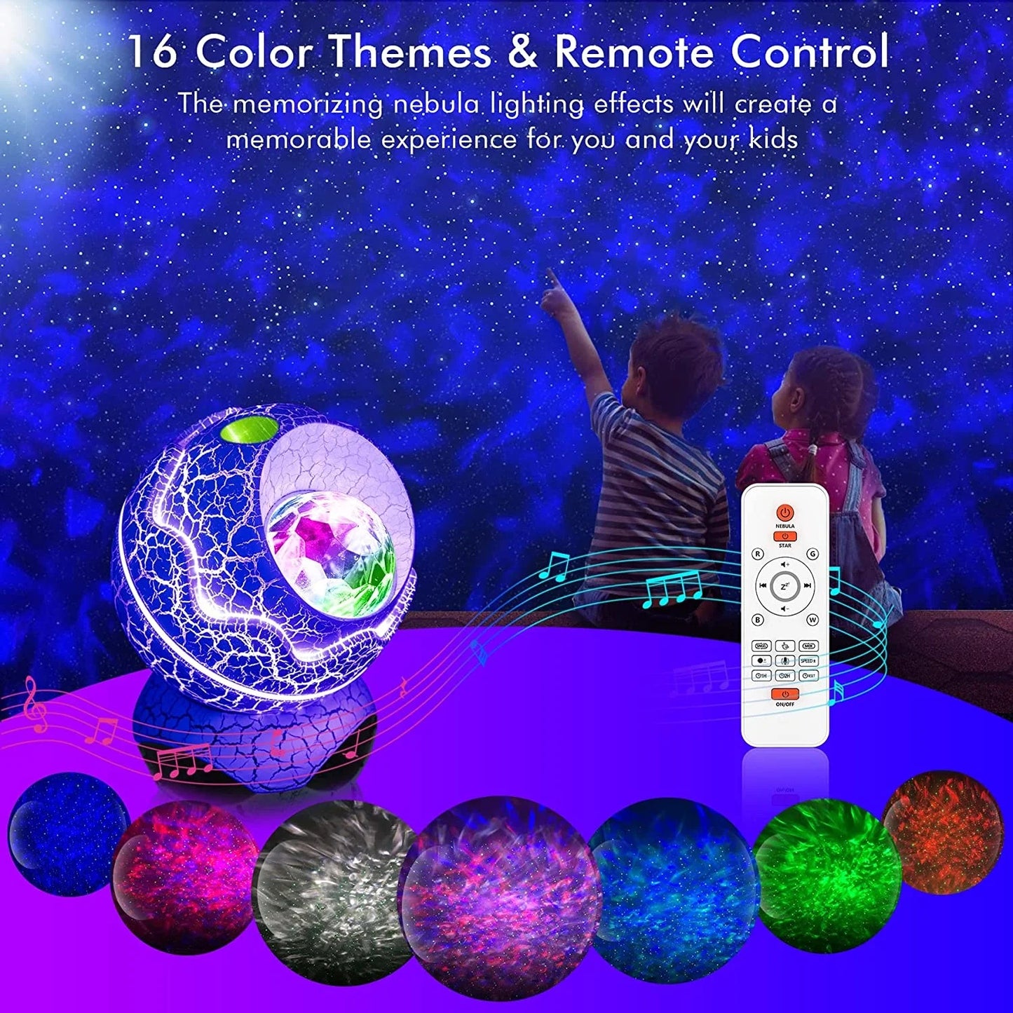Dinosaur Eggshell Galaxy Projector Starry Sky Night Light Bluetooth Speaker Cute Game Room Decoration Children's Gift LED Nebula