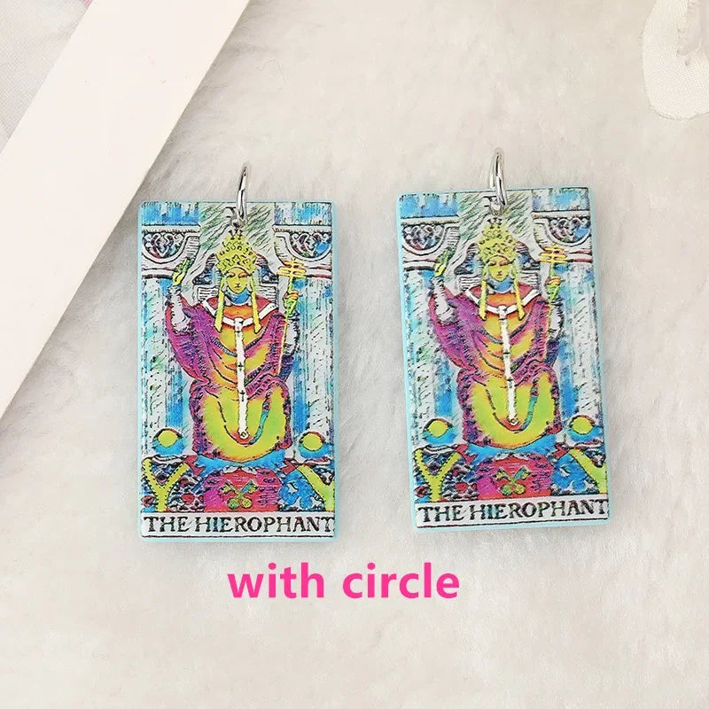 8Pcs /Lot Tarot Card Charms Creative Acrylic Sun Moon And Lovers Jewelry For Necklace Keychain Diy