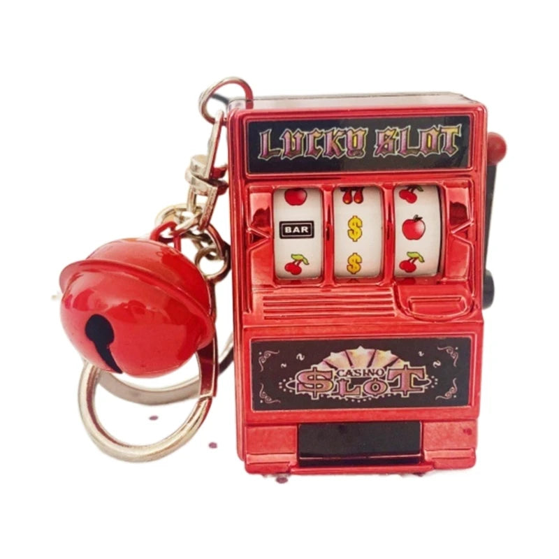 Fruit Slot Machine Keychain Lucky Charm Jackpot Keychains Mini Casino Pendant Bag Charm Novelty Gifts for Kids Adults