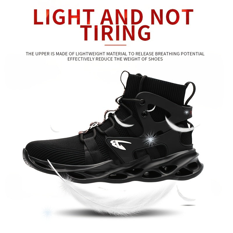 Mens Durable Steel Toe Safety Work Shoes - Advanced Puncture-Resistant & Anti-Slip - Lightweight Breathable Knit for Industrial & Construction Sneakers