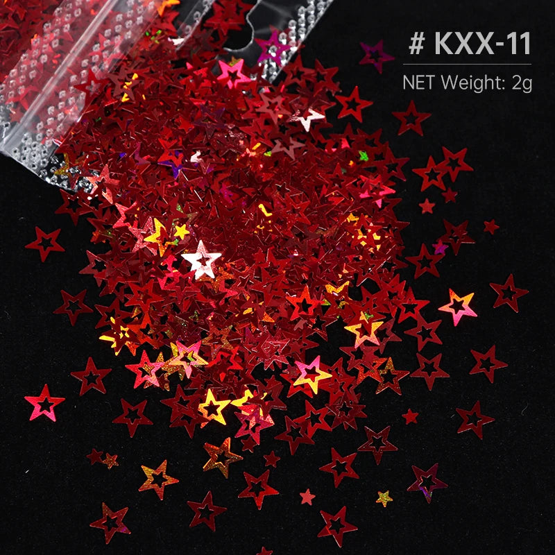 Ultra-thin Holographic Glitter Flakes For Epoxy Resin Mold Filling Hollow Star Sequins Craft DIY Accessories Nail Art Decoration