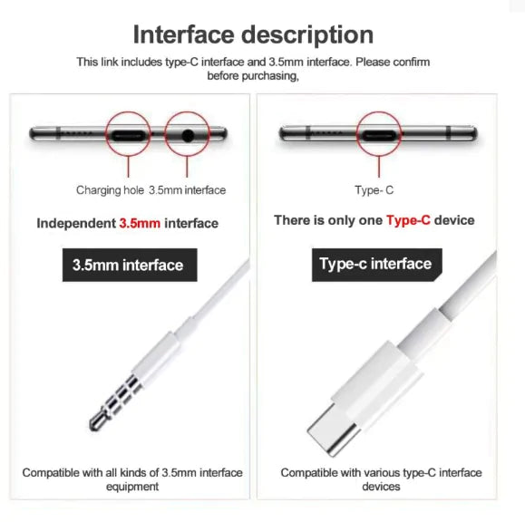 Type-C 3.5mm Wired Earphones And For IPhone