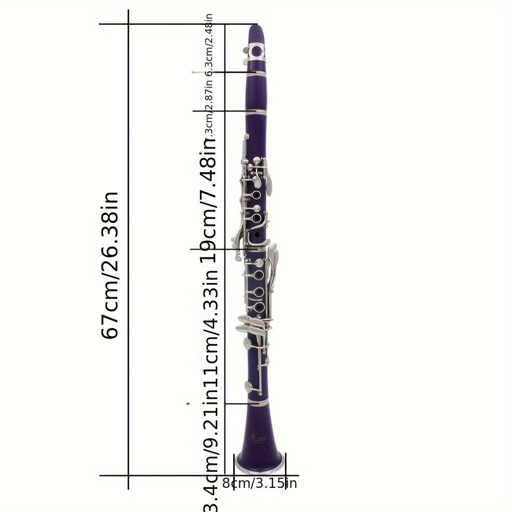SLADE Reed Clarinet B Flat ABS Tube 17 Keys Ring 6 Keys Dark Blue (SLADE Reed Cloth Box + Standard)