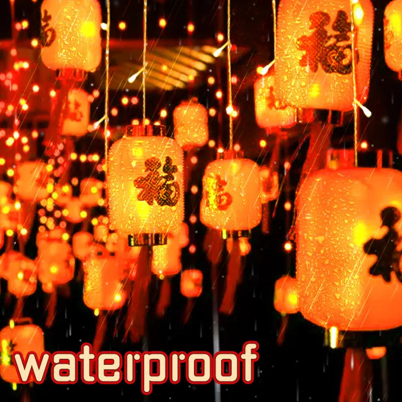 2025 Chinese New Year Decoration 8 Mode Chinese Lantern String Light Traditional Festival LED Red Lantern For Outdoor And Indoor