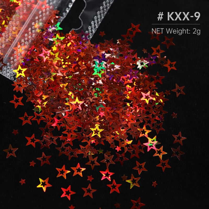 Ultra-thin Holographic Glitter Flakes For Epoxy Resin Mold Filling Hollow Star Sequins Craft DIY Accessories Nail Art Decoration