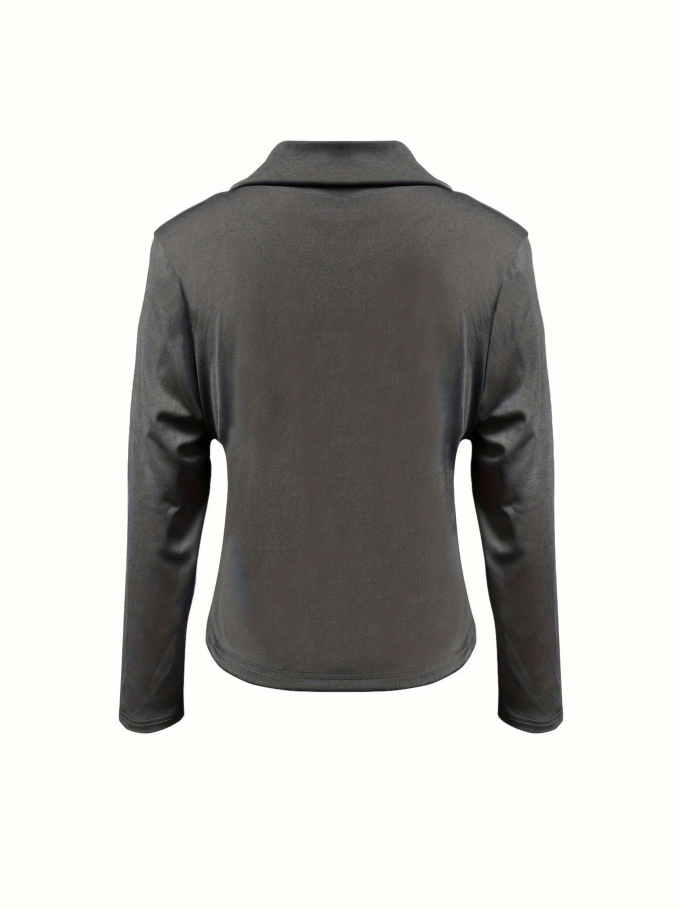 Open Front Solid Blazer, Casual Long Sleeve Simple Outerwear With Buttons, Women's Clothing