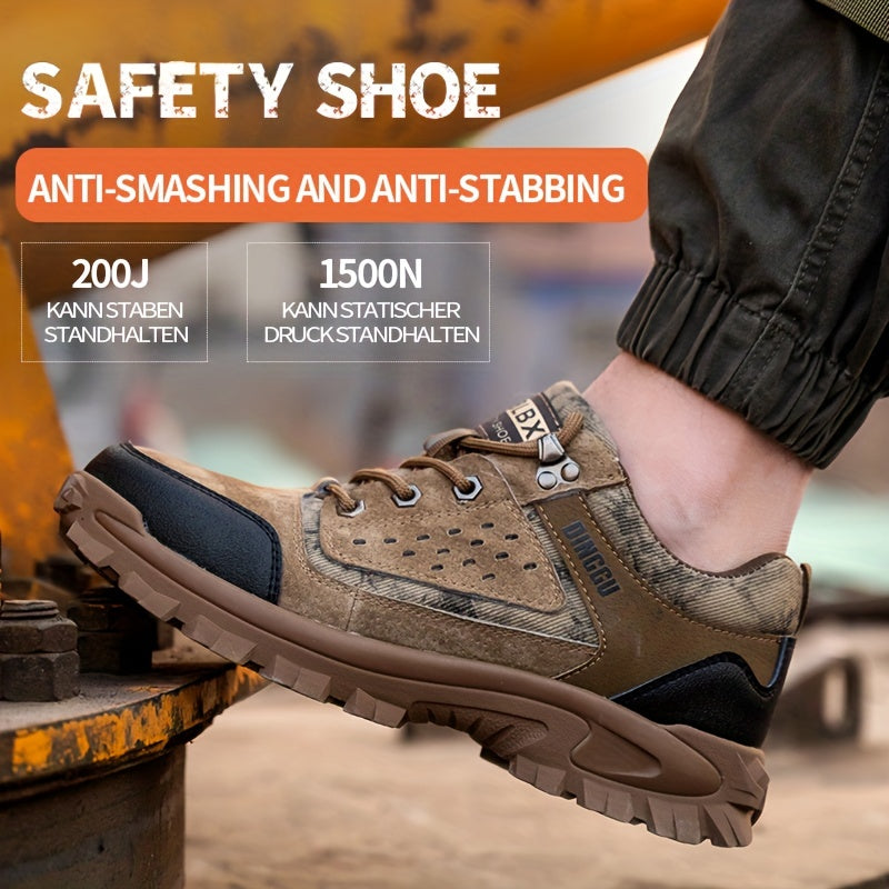 Steel Toe Work Shoes - Ultra-Protective, Piercing-Resistant, Puncture-Proof, and Anti-Skid with Advanced Breathability and Lightweight Design - Mens High-Top Safety Shoes for Heavy-Duty Work Environments