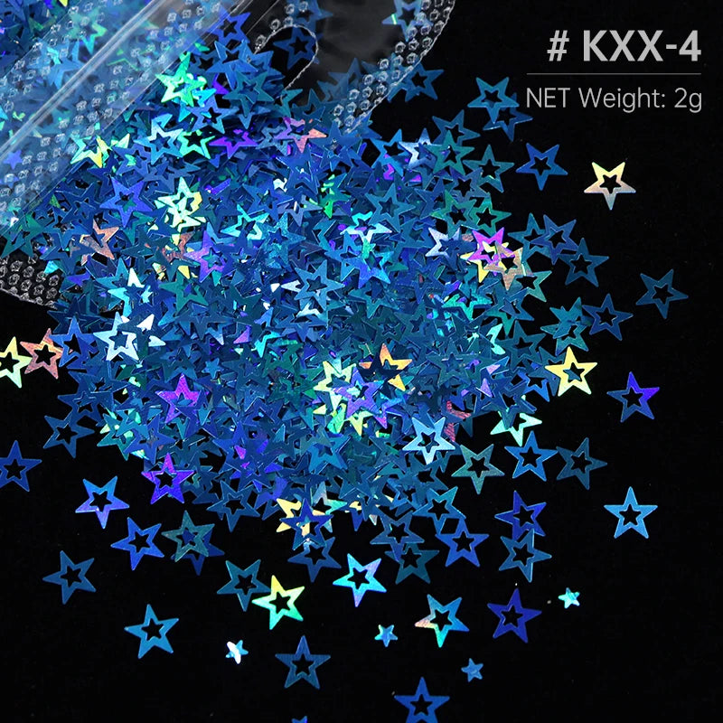 Ultra-thin Holographic Glitter Flakes For Epoxy Resin Mold Filling Hollow Star Sequins Craft DIY Accessories Nail Art Decoration