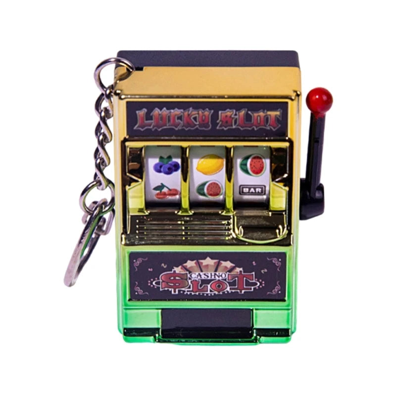 Fruit Slot Machine Keychain Lucky Charm Jackpot Keychains Mini Casino Pendant Bag Charm Novelty Gifts for Kids Adults