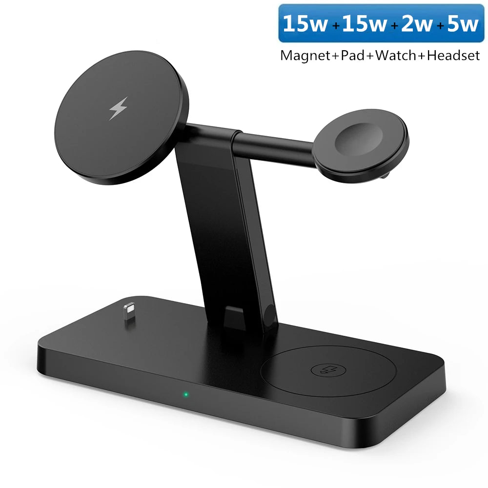35W Magnetic Wireless Charger Stand Dock For iPhone 15 14 13 Pro Max Mini Apple iWatch 9 8 7 Airpods 3 PD Fast Charging Station