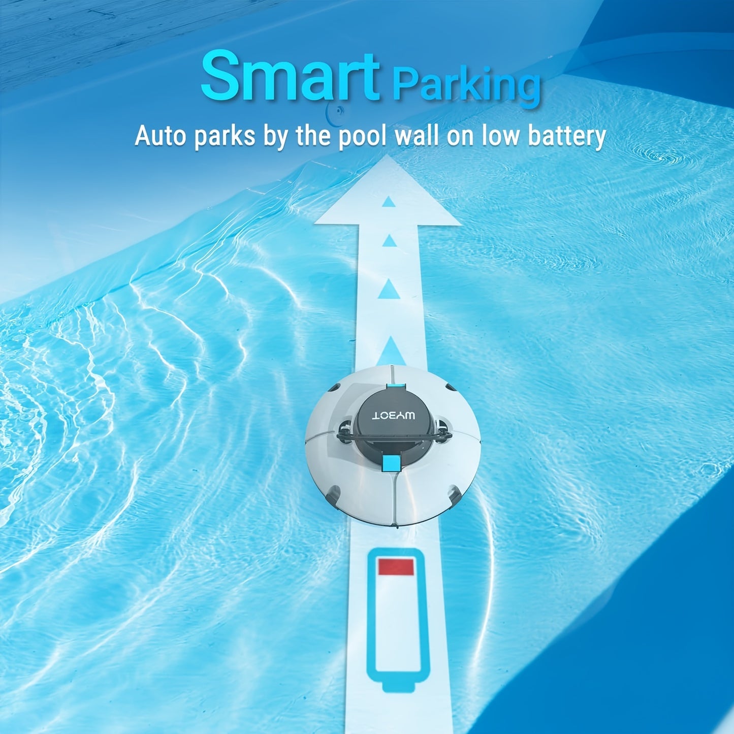 540 Sq Ft Cordless Robot Pool Vacuum Cleaner - Automatic, Transparent Design, Powerful Dual Motors, Long-Lasting Battery Life - WYBOT Metal and Plastic Construction