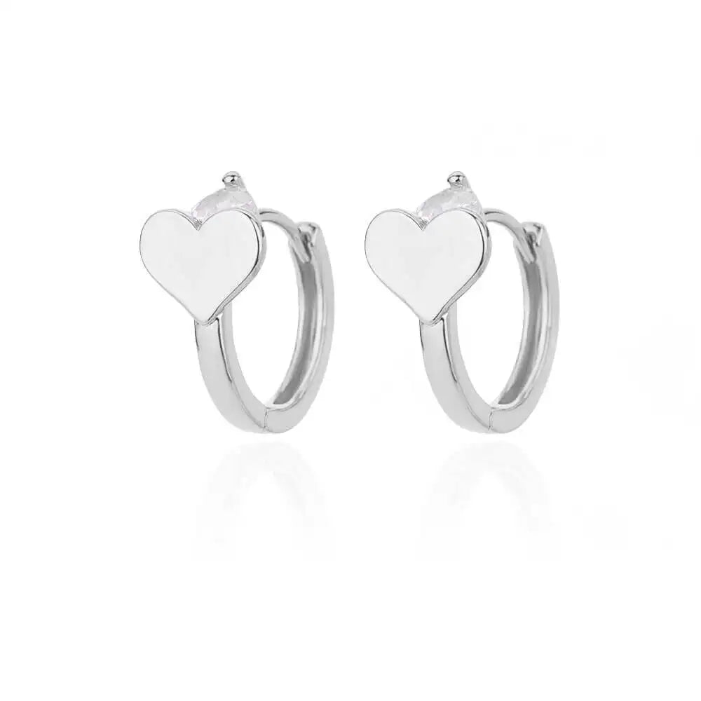 Zircon Round Hoop Earrings for Women Stainless Steel Round Circle Heart Evil Blue Earring Female Fashion Party Jewelry Gift BFF