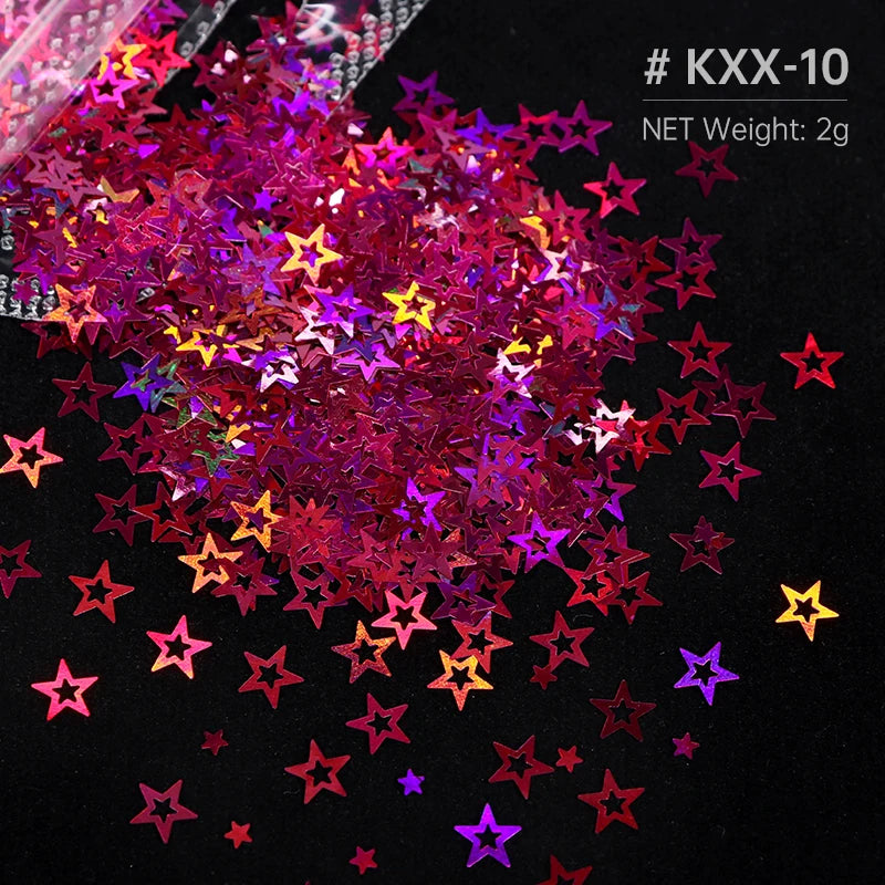 Ultra-thin Holographic Glitter Flakes For Epoxy Resin Mold Filling Hollow Star Sequins Craft DIY Accessories Nail Art Decoration