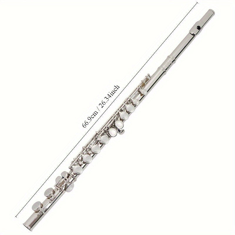 ECLOGUE Pastoral Brand JBFL-601 Professional Graded C-tone Flute 16-Hole Closed C-tone White Copper Nickel Plated Beginner Flute Playing College Performance